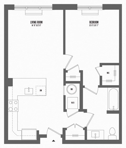 1 bedroom 1 bathroom Floor plan E at The Enclave, Jersey City